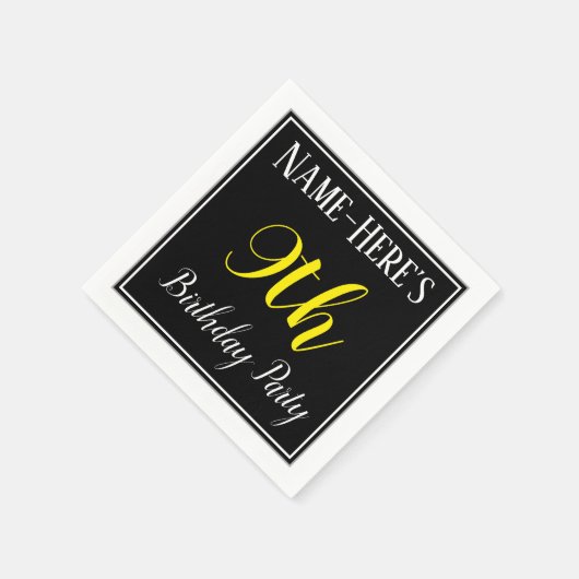 Serviette En Papier Simple, 9e fête d'anniversaire avec nom personnali (Coin)