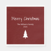 Serviette En Papier Simple À feuillage persistant Rouge moderne Noël (Devant)