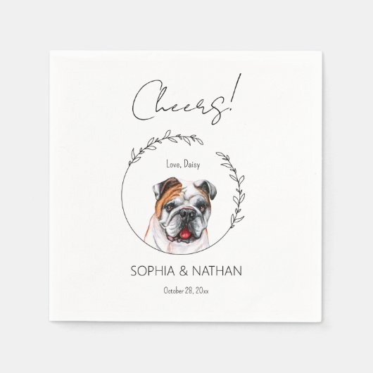Serviette En Papier Simple anglais Bulldog Mariage Cocktail (Devant)