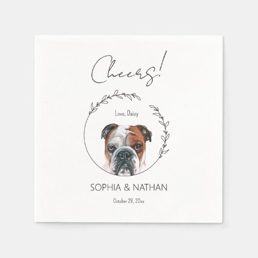 Serviette En Papier Simple anglais Bulldog Mariage Cocktail (Devant)