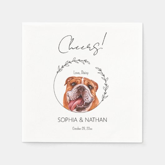 Serviette En Papier Simple anglais Bulldog Mariage Cocktail (Devant)