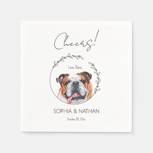Serviette En Papier Simple anglais Bulldog Mariage Cocktail (Devant)