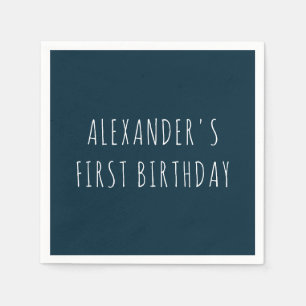 Serviette En Papier Simple Anniversaire Premier Âge Fête Bleu Foncé
