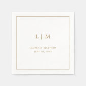 Serviette En Papier Simple Antique Or Monogramme Mariage élégant (Devant)