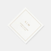 Serviette En Papier Simple Antique Or Monogramme Mariage élégant (Coin)