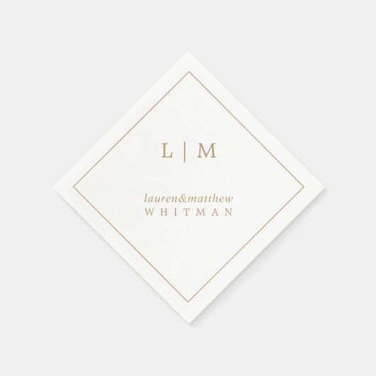 Serviette En Papier Simple Antique Or Monogramme Mariage élégant (Coin)