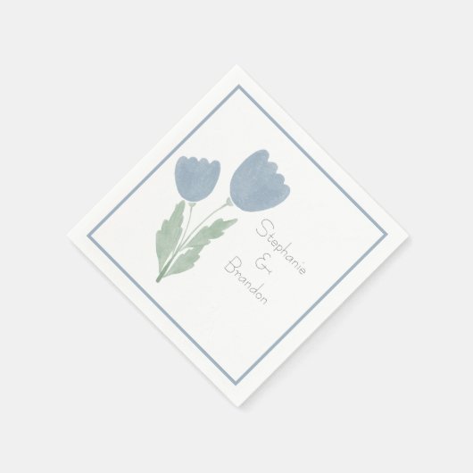 Serviette En Papier Simple aquarelle Floral Mariage personnalisé (Coin)