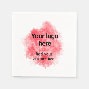 Serviette En Papier Simple aquarelle rouge ajoutez votre logo texte pe
