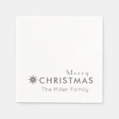 Serviette En Papier Simple Argent Joyeux Noël Nom de famille (Devant)