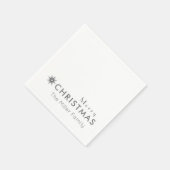 Serviette En Papier Simple Argent Joyeux Noël Nom de famille (Coin)