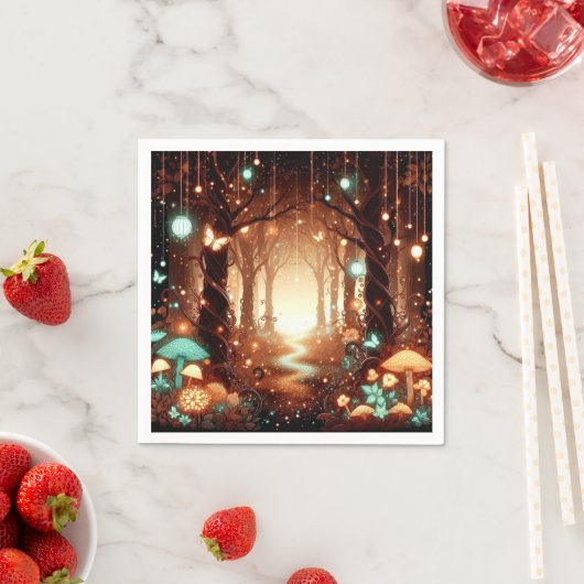 Serviette En Papier Simple Baby shower forestier majestueux enchanté (En situation)