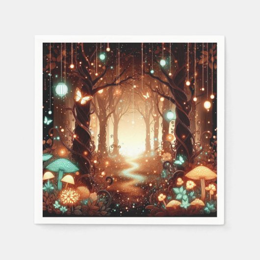 Serviette En Papier Simple Baby shower forestier majestueux enchanté (Devant)