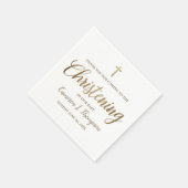 Serviette En Papier Simple Bébé Christening Gold Cross Script (Coin)