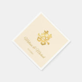 Serviette En Papier Simple Beige Gold Mariage chinois personnalisé (Coin)