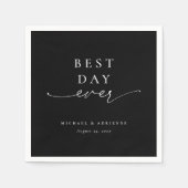 Serviette En Papier Simple Best Day Ever Calligraphie Mariage noir (Devant)