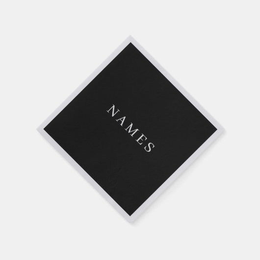 Serviette En Papier Simple Black Custom Ajouter Votre Nom Élégant (Coin)