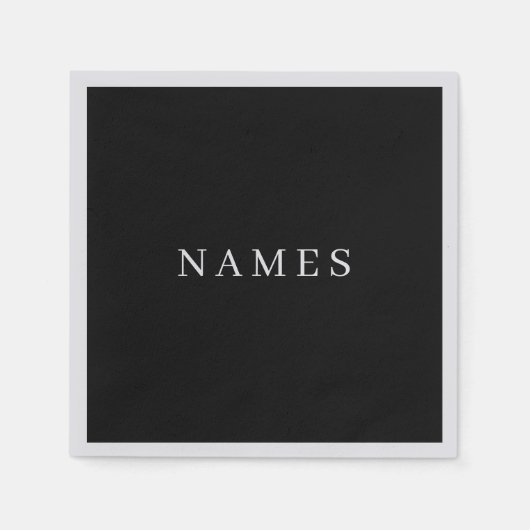 Serviette En Papier Simple Black Custom Ajouter Votre Nom Élégant (Devant)