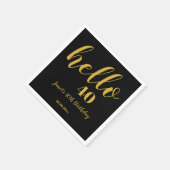 Serviette En Papier Simple Black & Gold Bonjour 40ème fête d'anniversa (Coin)