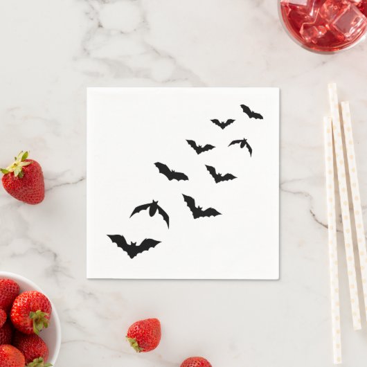Serviette En Papier Simple Black Halloween Bats Silhouette Design (En situation)