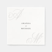Serviette En Papier Simple blanc moderne Edge élégant Mariage Monogram (Devant)