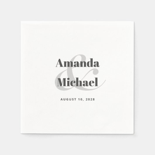 Serviette En Papier Simple blanc moderne minimaliste Mariage (Devant)
