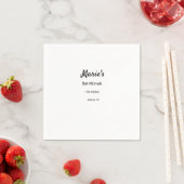 Serviette En Papier simple blanc noir classique edi bat mitzvah (En situation)