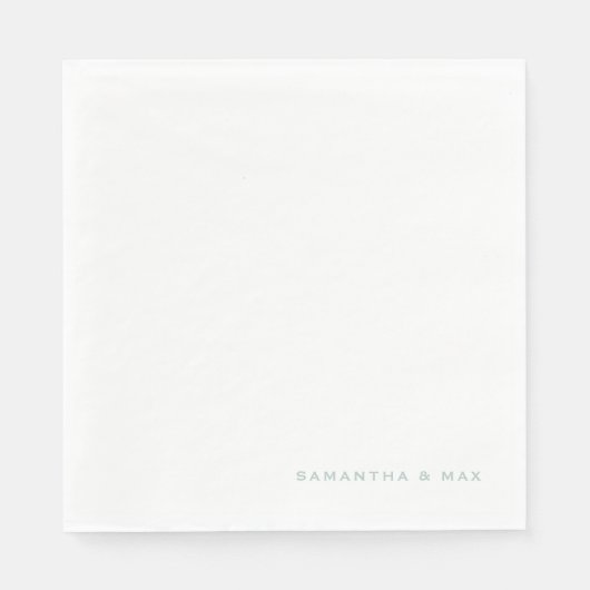Serviette En Papier Simple Blanc Seafoam Couple Names Déjeuner (Devant)