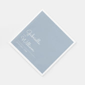 Serviette En Papier Simple Bleu Poussiéreux et Écriture Blanche (Coin)