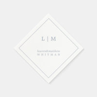 Simple Bleu Poussiéreux Monogramme Élégant Mariage