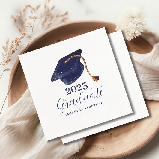 Serviette En Papier Simple Blue 2025 Graduation
