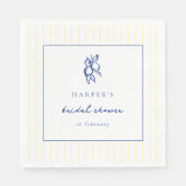 Serviette En Papier Simple Blue & Yellow Doodle Citrons Enterrement de (Devant)