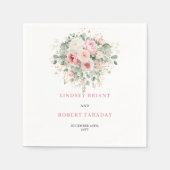 Serviette En Papier Simple Blush Floral Greenery Wedding Napkins (Devant)