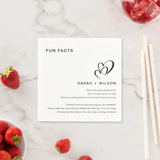 Serviette En Papier Simple Blush Heart Mariage Fun Facts (En situation)