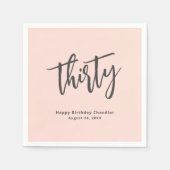 Serviette En Papier Simple Blush Pink 30e fête d'anniversaire (Devant)