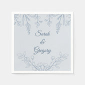 Serviette En Papier Simple Boho Floral Dusty Blue Mariage (Devant)