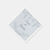 Serviette En Papier Simple Boho Floral Dusty Blue Mariage (Coin)