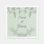 Serviette En Papier Simple Boho Floral Sage Mariage vert (Devant)