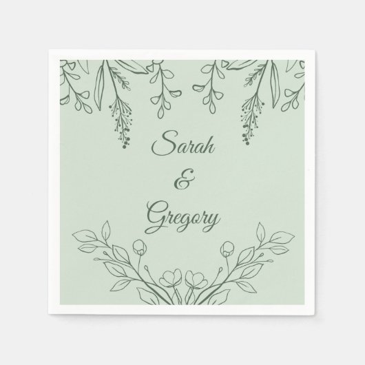 Serviette En Papier Simple Boho Floral Sage Mariage vert (Devant)