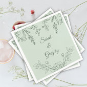 Serviette En Papier Simple Boho Floral Sage Mariage vert