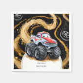 Serviette En Papier Simple Boho Monster Truck Anniversaire (Devant)