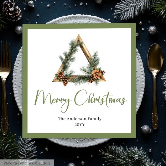 Serviette En Papier Simple Boho Rustic Christmas Wreath Napkins