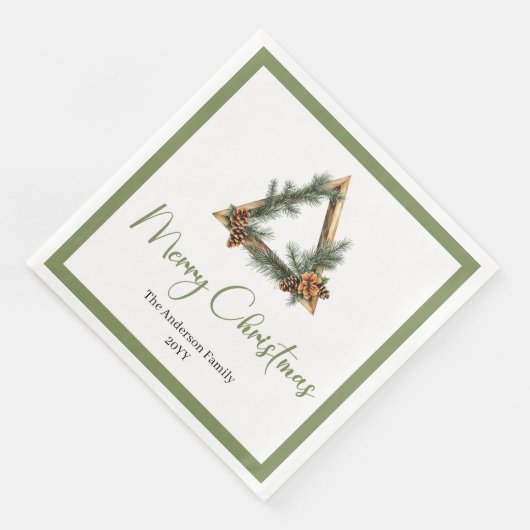 Serviette En Papier Simple Boho Rustic Christmas Wreath Napkins (Coin)