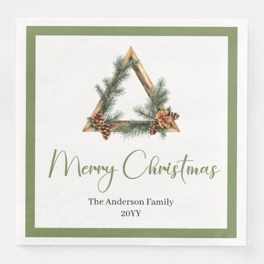 Serviette En Papier Simple Boho Rustic Christmas Wreath Napkins (Devant)