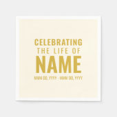 Serviette En Papier Simple Bold Elegant Ecru Gold Celebration of Life (Devant)