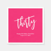 Serviette En Papier Simple Bold Hot rose 30e fête d'anniversaire (Devant)