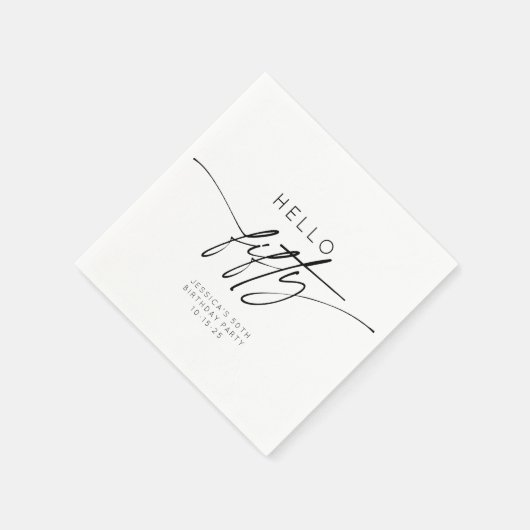 Serviette En Papier Simple Bonjour Cinquante-ème fête d'anniversaire (Coin)