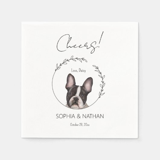 Serviette En Papier Simple Boston Terrier Chien Mariage Cocktail (Devant)