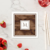 Serviette En Papier Simple Brown foncé Marbre subtil Monogramme modern (En situation)