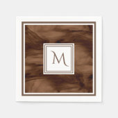 Serviette En Papier Simple Brown foncé Marbre subtil Monogramme modern (Devant)