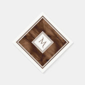Serviette En Papier Simple Brown foncé Marbre subtil Monogramme modern (Coin)